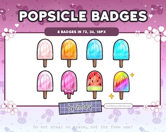 Popsicle Sub Badges for Twitch/YouTube/Discord | Bit Badges | Stream Setup | Kawaii Cute Food Ice cream