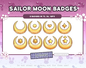 Sailor Moon Sub Badges for Twitch/YouTube/Discord | Bit Badges | Stream Setup | Kawaii Cute Sub badges for streamer
