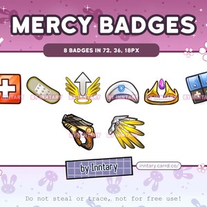Overwatch 2 Mercy Sub Badges for Twitch/YouTube/Discord | Bit Badges | Stream Setup | Kawaii Aesthetic | Discord Roles | Angel wings