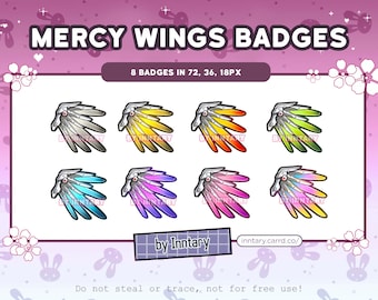 Overwatch 2 Mercy Wings Sub Badges for Twitch/YouTube/Discord | Bit Badges | Stream Setup | Kawaii Aesthetic | Discord Roles | Angel Healer