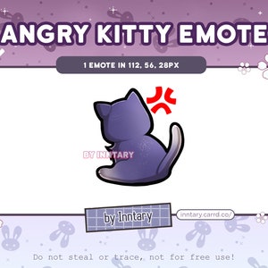 Angry kitty emote for Twitch/Discord | Custom Twitch Emotes | Kawaii Twitch graphics | Streaming | Cute chibi Cat | Black cat