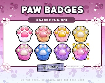 Cat Dog Paws Sub Badges for Twitch/YouTube/Discord | Bit Badges | Stream Setup | Kawaii Discord Roles | Neko cat stream