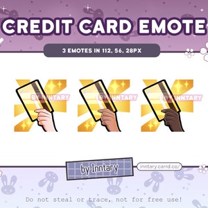 Emote de tarjeta de crédito para Twitch/Discord / Emotes de Twitch personalizados / Gráficos de Kawaii Twitch / Streaming / Emotes de Discord / Cute Stream Emotes