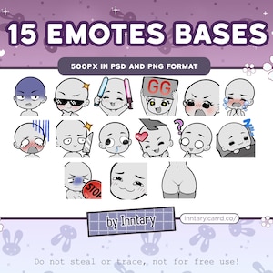 15x DIY Emote Bases for Twitch/Discord | Emote Base Pack | Draw your own emotes | Emote Template | Chibi Emote Bases | diy emotes