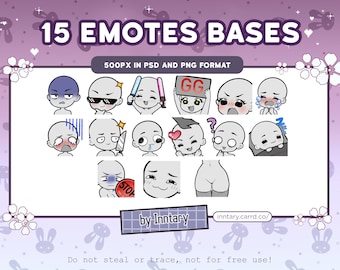 15x DIY Emote Bases for Twitch/Discord | Emote Base Pack | Draw your own emotes | Emote Template | Chibi Emote Bases | diy emotes