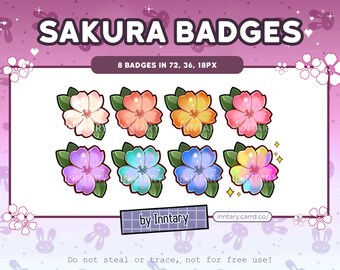 Sakura Cherry Blossom Sub Badges for Twitch/YouTube/Discord | Bit Badges | Stream Setup | Kawaii Aesthetic