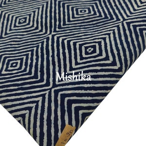 Indigo Blue Fabric, Indian Cotton Fabric, Dressmaking Fabric, Dabu Block Print Fabric, Light Weight Soft Fabric, Sewing Fabric By The Yard