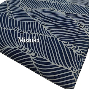 By The Yard Indigo Blue Fabric, Indian Cotton Fabric, Dressmaking Fabric, Mud Block Print Fabric, Light Weight Soft Fabric, Sewing Fabric