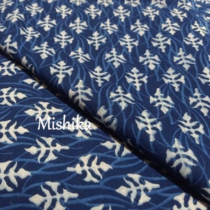 Beautiful Indigo Block Print Fabric By The Yard, India Cotton Fabric, Indigo Voile Fabric, Mud Block Print Fabric, Light Weight Fabric