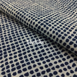 By The Yard Indigo Blue Fabric, Indian Cotton Fabrics, Dressmaking Mud Block Print Sewing Fabric
