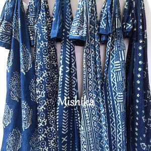 Indigo Blue Soft Cotton Sarong, Indian Hand Block Print Beach Cover-Up Wrap/Pareo
