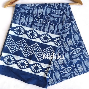 Indigo Hand Block Print Sarong, Sarong Beach Wrap, Indian Cotton Sarong Flower Print Scarf, Summer Beach Cover-Up Pareo,10 Pes Mix Lot Scarf