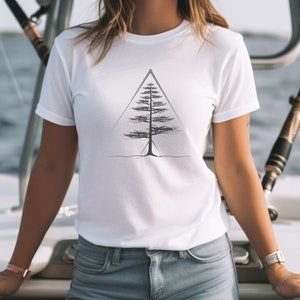 Minimalist Pine Tree, Unisex T-shirt, Pine Tree Shirt, Camp Outdoor, Nature Campers T-Shirt, Nature Lovers Shirt