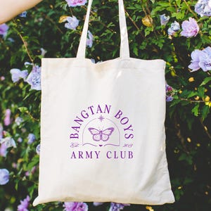 Bangtan Boys Army Club Tote Bag | BTS Tote Bag | Kpop Tote bag | BTS Merch | Kpop Design | Cute Tote bag | Canvas Tote Bag | Aesthetic Tote