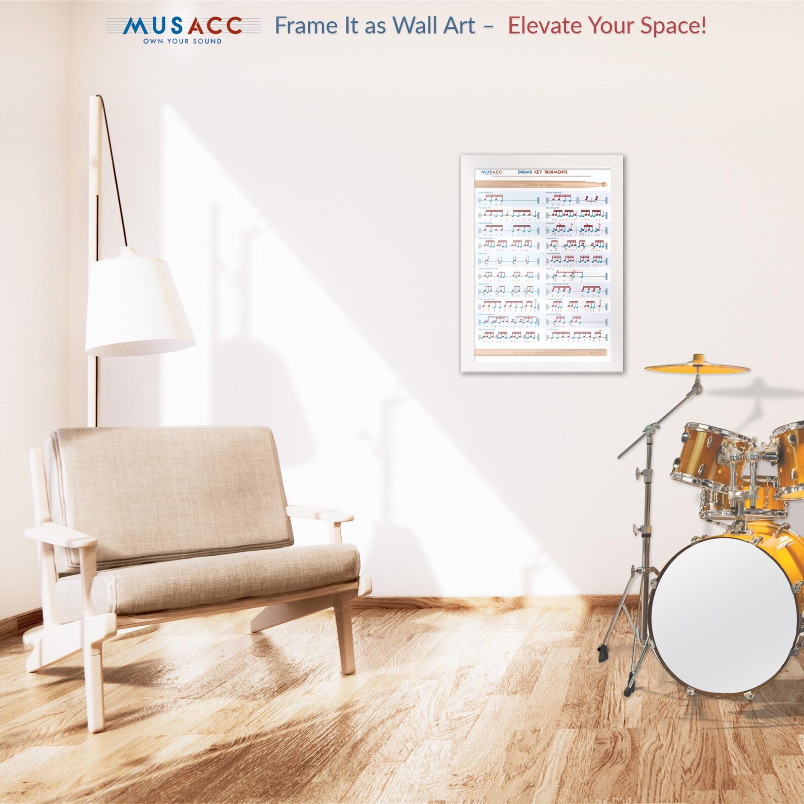 Drum Rudiments Chart | Beginner Drum Keykord Printable | Learn Drumming ...