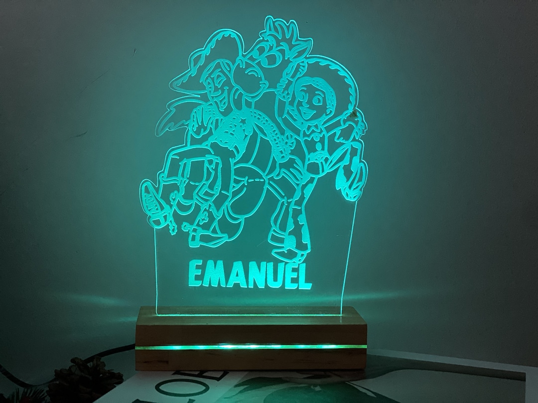 Personalized Toy Story Night Light Wood Base Toy Story Led Etsy