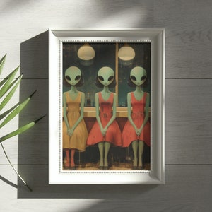 Retro Alien Girls | Digital art print