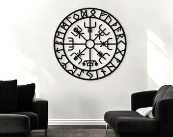 Wikinger Kompass, Metall, Vegvisir, Deko für die Wand