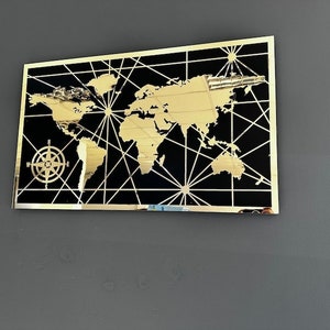Wooden Acrylic World Map -Wooden Wall Decoration, Wooden Wall Art, Housewarming Gift, Wood home decor, World Map, World Map Wall Ar