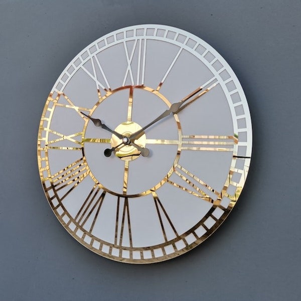 Wanduhr aus Holz mit römischen Ziffern, einzigartige Wanduhr, große Wanduhr, moderne Wanduhr, Lautloser Mechanismus, Wanddekoration, ohne Ticken