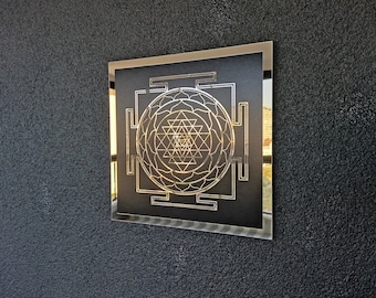 Sri Yantra Wall Art, Sacred Geometry, Wood and Acrylic Mandala