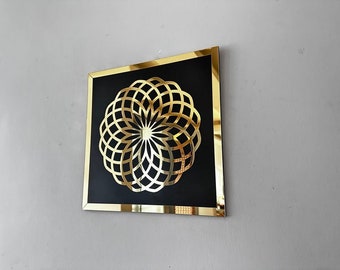 Flower of Life Sacred Geometry Wooden Wall Art, Torus Design