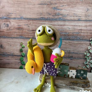 Gebreide schildpad met accessoire, schildpad en accessoire, kikkerschildpad, aangepaste schildpad, gebreide schildpad, amigurumi-schildpad