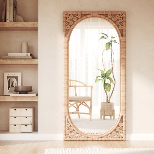 Handmade Natural Rattan Full Length Mirror Etsy