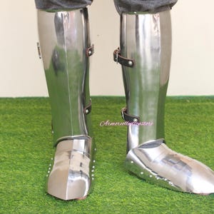 HANDMADE Gothic Steel Greaves With Sabaton Fantasy Costume Reenactment