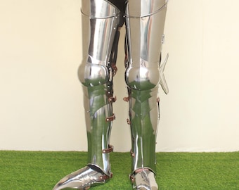 HANDMADE Medieval  Full Leg Guard With Sabaton SCA Reenactment