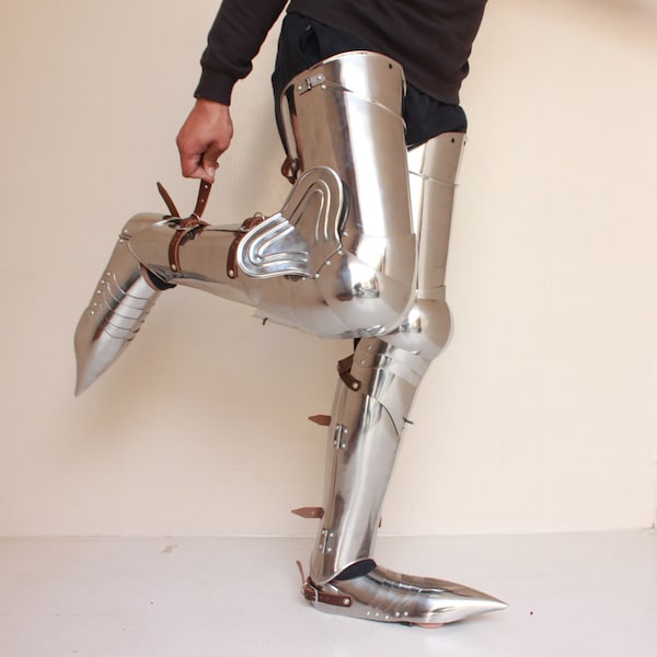 Déguisement de protège-jambes médiéval SCA en acier fait main