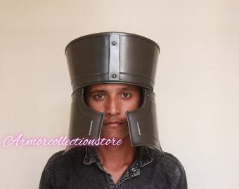 HANDMADE Blackened Helmet Steel Gothic Cheek Guard Armor