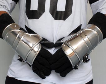 HANDMADE Steel Hand Gauntlets Medieval Knight Reenactment Silver