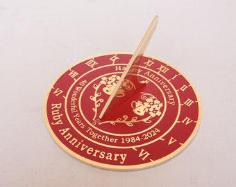 Handmade Anniversary Sundial Gift For 40th Ruby Wedding Anniversary In 2024