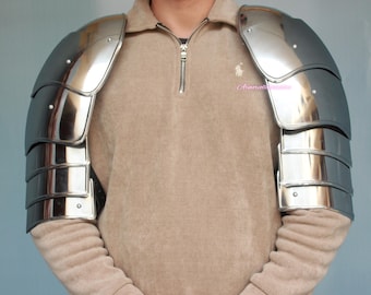 HANDAMADE Medieval Combat Pauldrons Gothic Steel LARP Spaulders