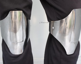 HANDMADE Medieval Steel Knee Guard Reenactment Silver