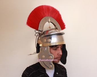 HANDMADE Medieval Greek Corinthian Helmet With Red Plume Armor