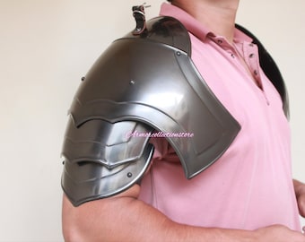 HANDMADE Blackened Steel Gorget Knight Arm Pauldrons Reenactment