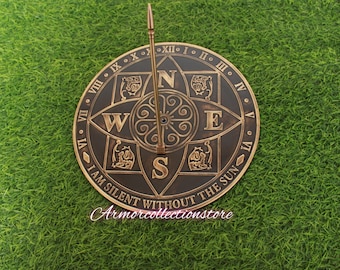 Elegant Outdoor Garden Sundial with Roman Numerals and Cardinal Directions