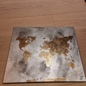 Silber und Gold handgefertigte Weltkarte