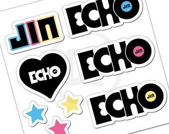 Kpop stickers, Echo, Music, Fanmade, Set of 8, Stickers for deco, Stationary