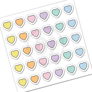Pastel heart stickers, Candy hearts sticker pack, Stickers for women, Heart planner stickers, Heart stickers, Heart stationery, Artwork, Art