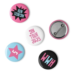 Kpop pins, Runseokjin tour, Music, Set of 5 pins, Pin bundle, Buttons