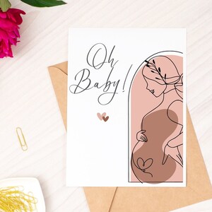 Digitale bedruckbare Mutterschaftskarte, minimalistische Karte der schwangeren Frau, Sofortiger Download, Baby-Dusche-Karte, Muttertagskarte, leere Karte