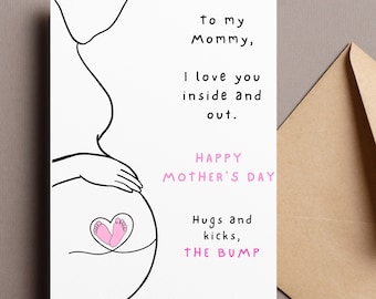 Mommy To Be Printable Card, Card From Baby, New Mom, Expecting Mothers Day Card, Pregnant Mother Minimalist card, Instant download, Girl