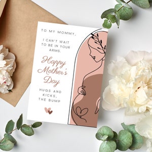 Cartão de Dia das Mães do cartão para impressão Bump, primeiro cartão de dia das mães do bebê, cartão para mãe grávida, cartão minimalista, download instantâneo