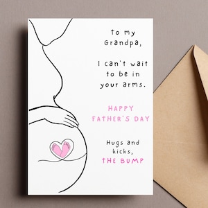 Abuelo para ser tarjeta imprimible, tarjeta de niña, nuevo abuelo, tarjeta del día de los padres esperando, día de los padres del nieto, descarga instantánea