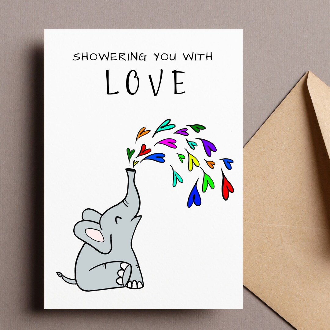 Showering You With Love Digital Printable Card Instant Etsy
