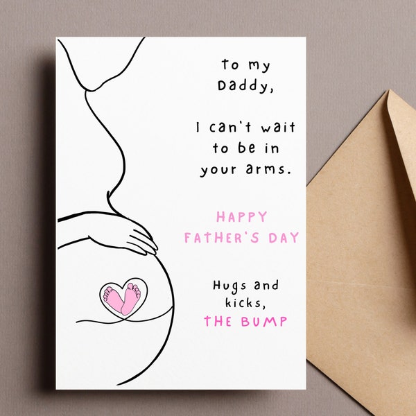 Dad To Be Printable Card, Card From Baby Girl, New Dad, Expecting Fathers Day Card, First Fathers Day, Instant digital download