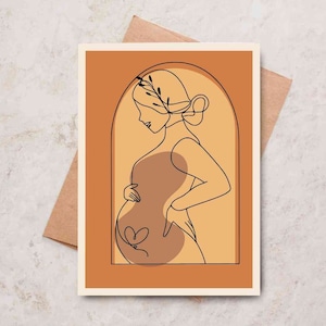 Cartão digital para maternidade para impressão, marrom com fundo, download instantâneo, chá de bebê, dia das mães, grávida, mínimo, 4 variações